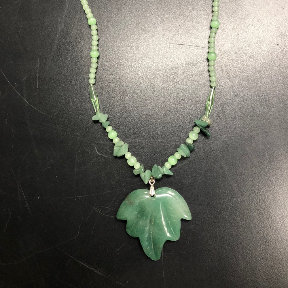 Green Jade Maple Leaf Necklace